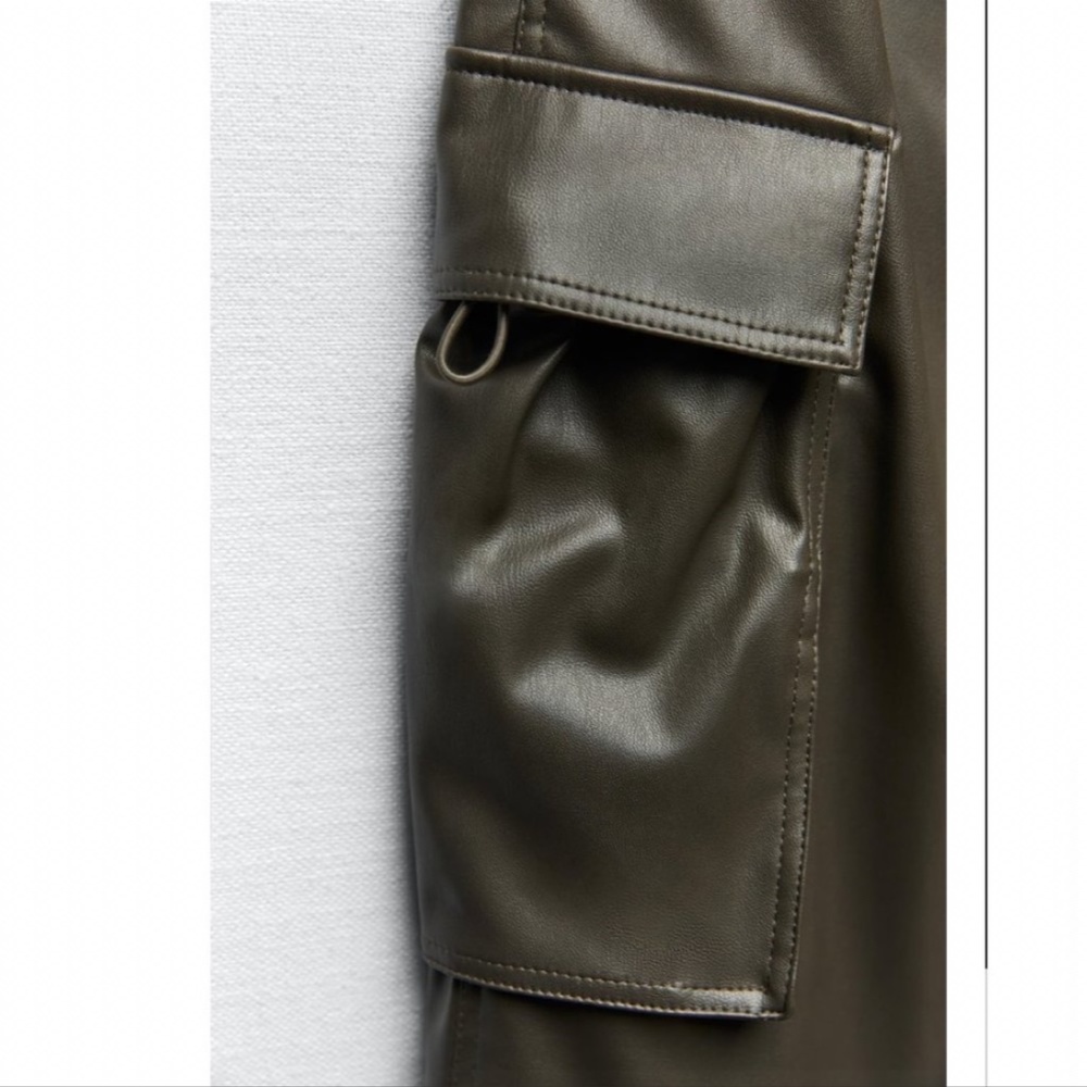 NWT ZARA FAUX LEATHER CARGO SKIRT ANTHRACITE GREY - Picture 7 of 8